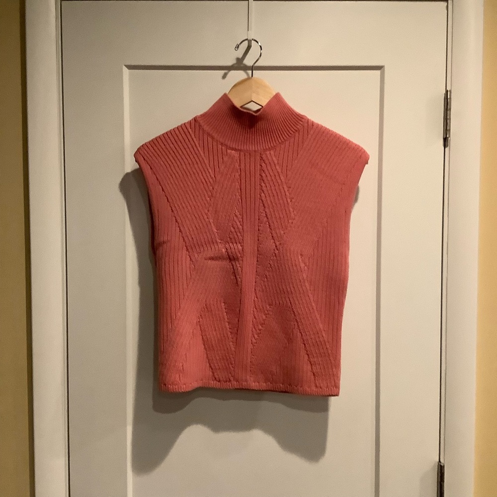 Express Coral Sleeveless Turtleneck Sweater